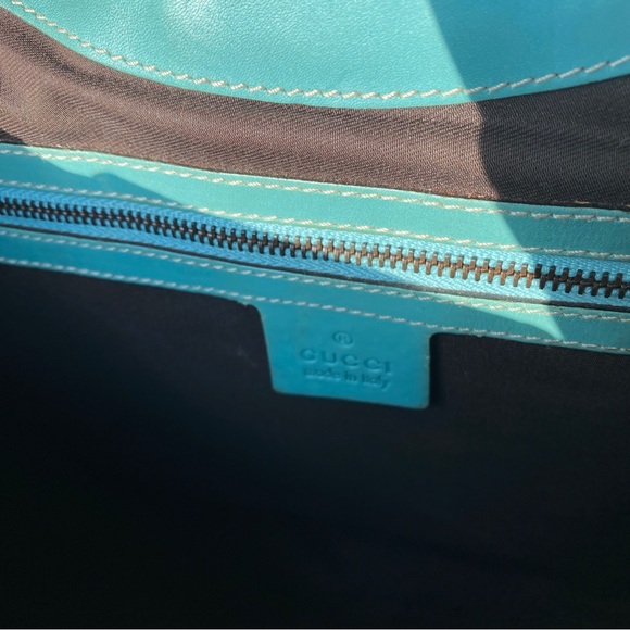 Gucci Turquoise Jackie O Large Leather Hobo Handbag - Picture 14 of 16